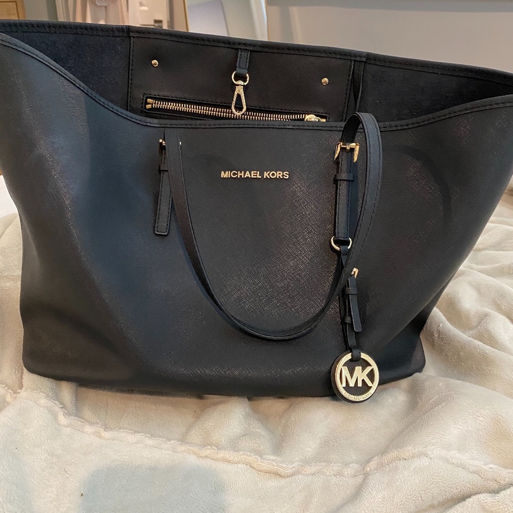 MICHAEL KORS Black leather Travel Tote